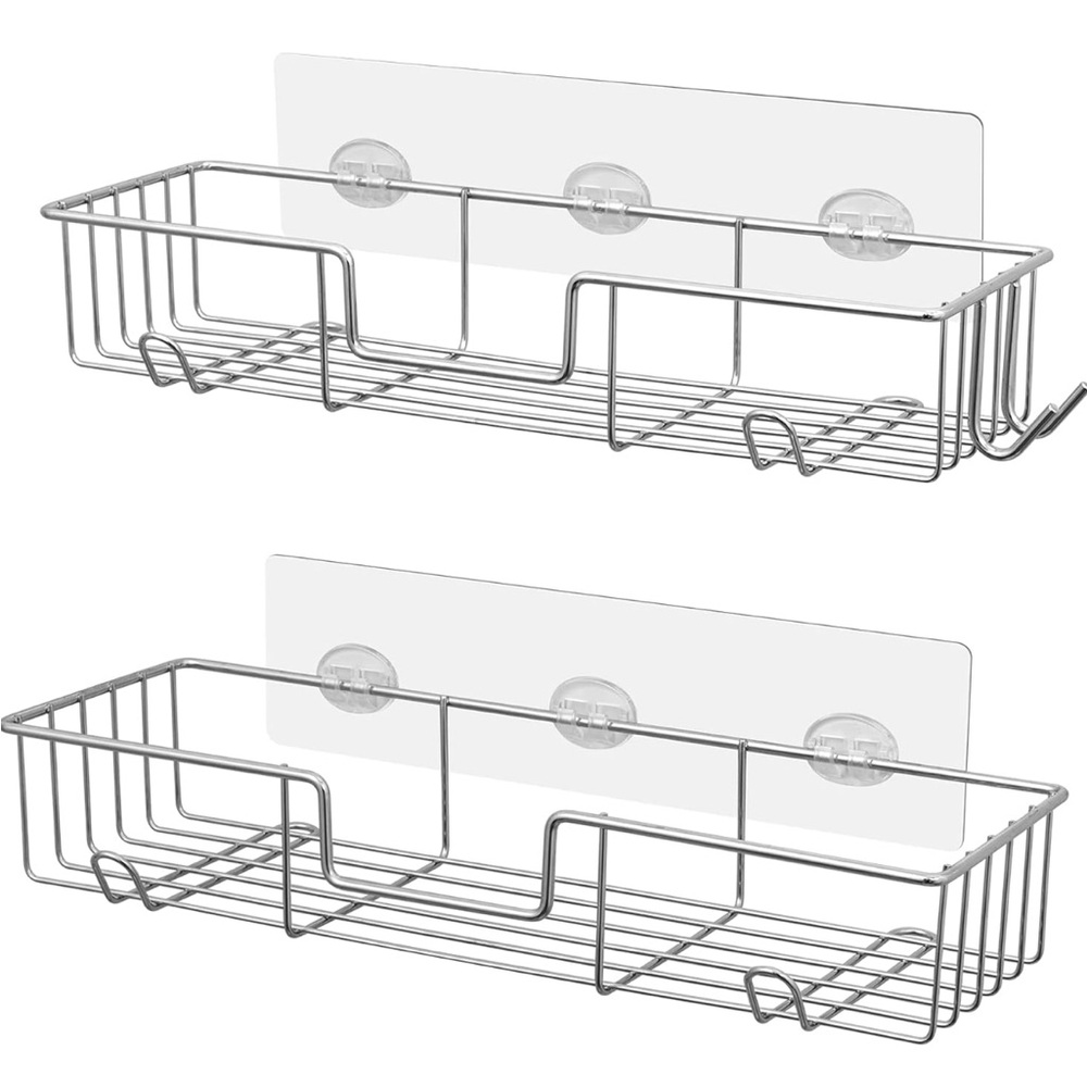 Stainless Steel Wall-Mounted Shower Shelf Set of 2
